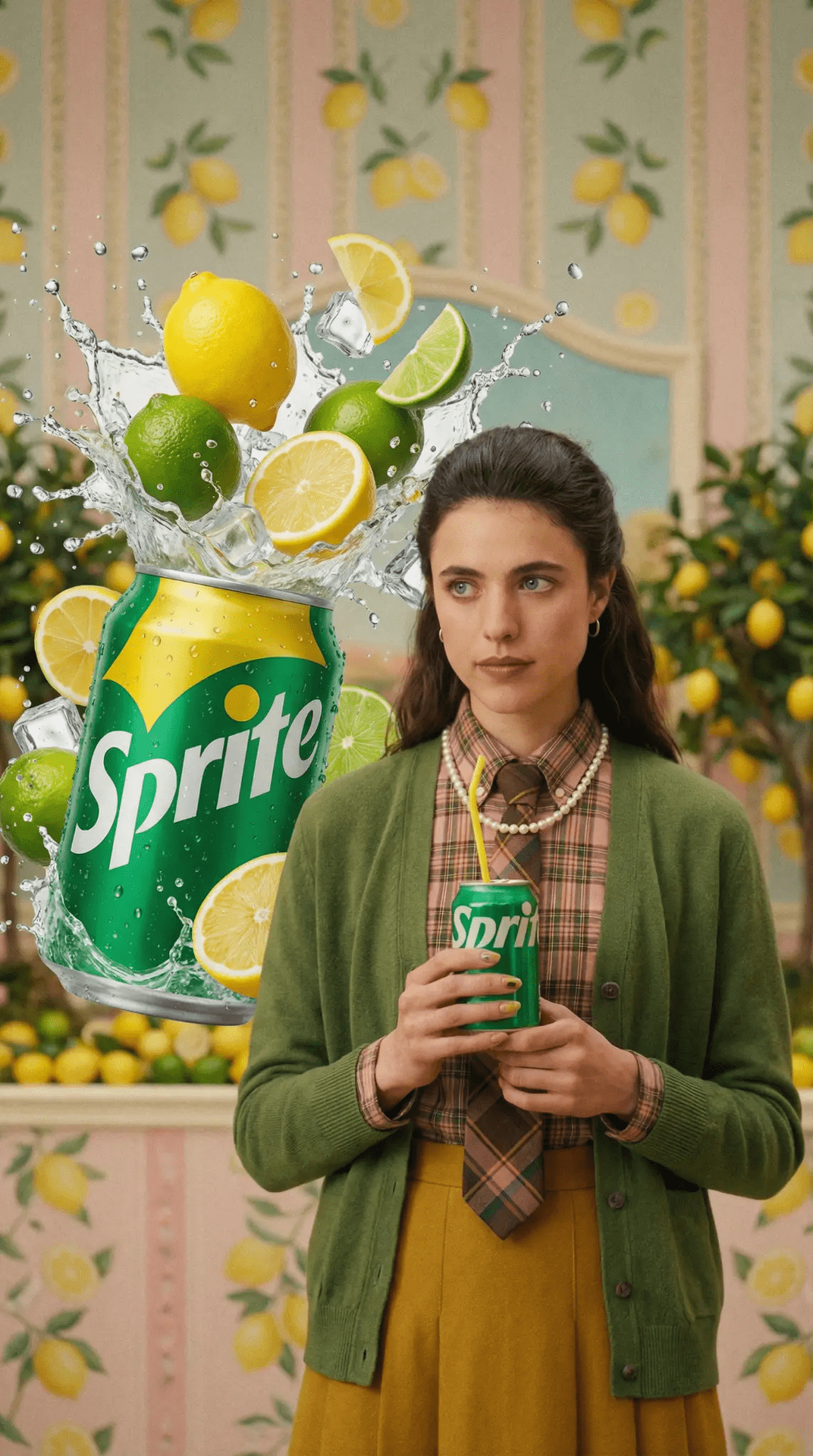 Sprite creative photography featuring oversized can with vibrant green branding